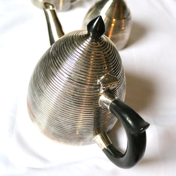 TORRE & TAGUS Vintage Silver Plated Beehive Teapot Sugar/Creamer 1960s Bakelite - Picture 8 of 8